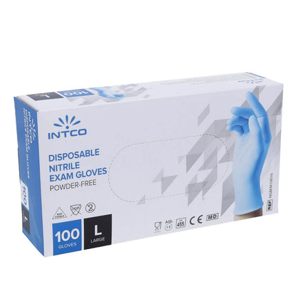 Nitrile Disposable Gloves - Large-  Box of 100 Gloves - Intco