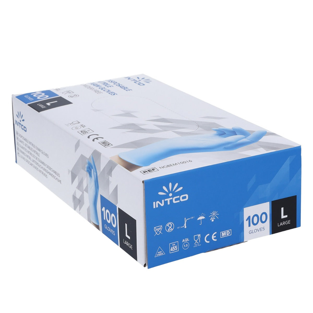 Nitrile Disposable Gloves - Large-  Box of 100 Gloves - Intco