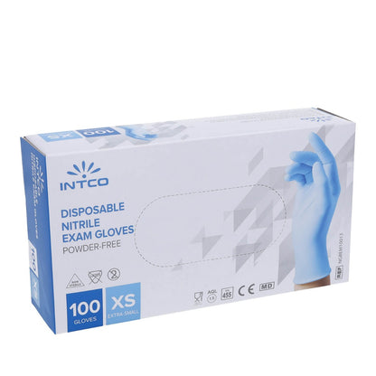 Nitrile Disposable Gloves- Extra Small- Box of 100 Gloves - Intco