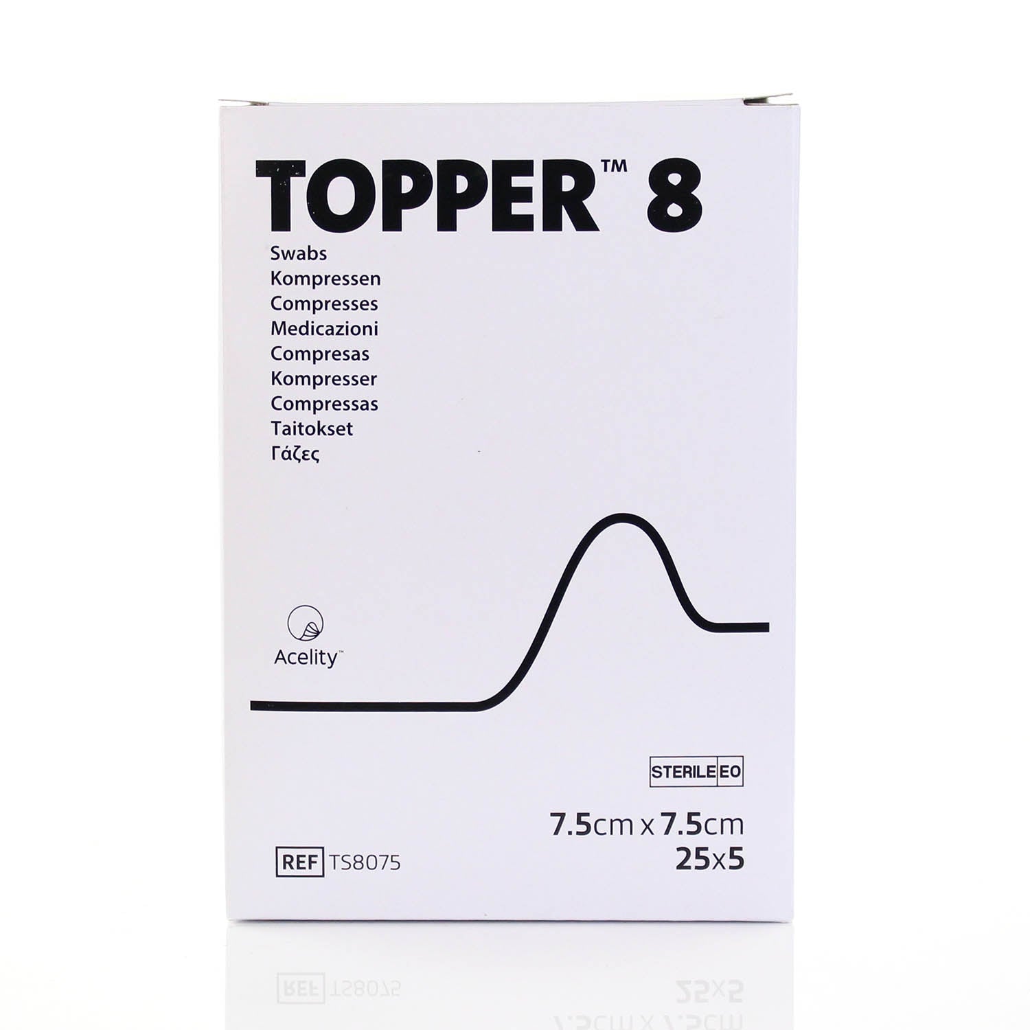 JJ Topper 8 Sterile Swabs 7.5 x 7.5 (25 x 5 PACK) - 3S Healthcare