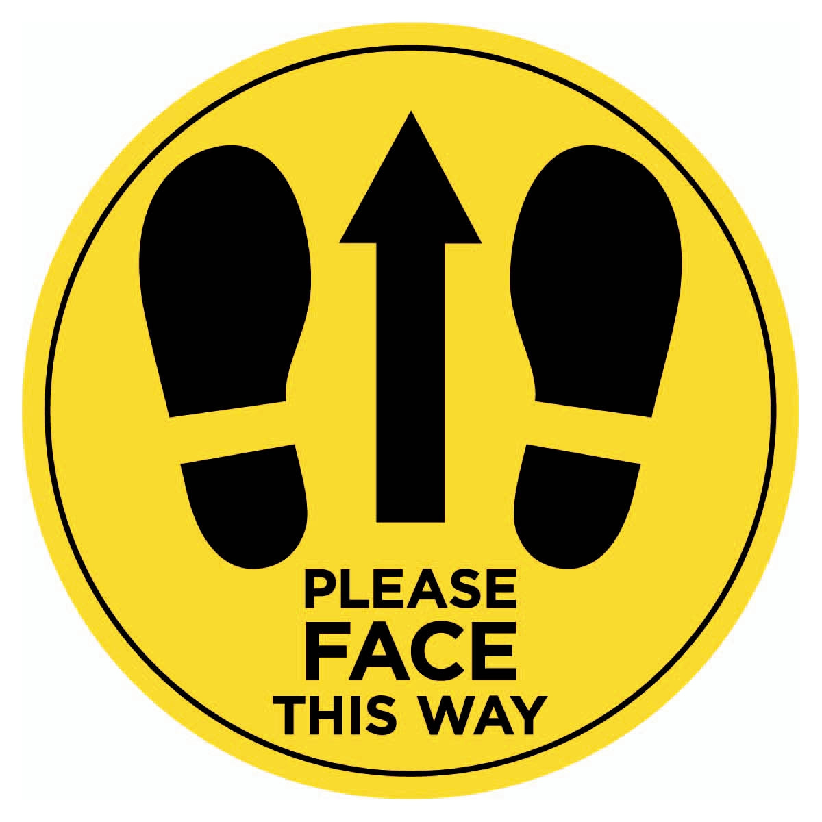 Lift floor stickers – Please face this way – 200mm - Single - Discontinued