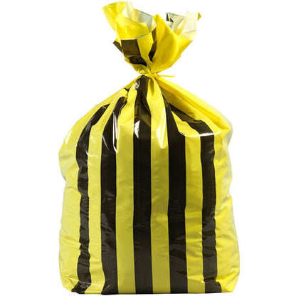 90L Tiger Stripe Polythene Waste Bag, Large, Heavy Duty 75mu - 1 Roll of 10 - GV Health