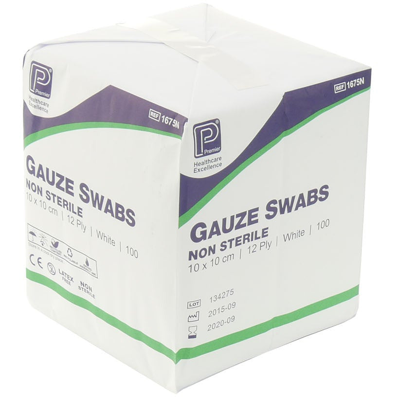 Gauze Swabs - 10 x 10cm 12 Ply x 100 – Medisave UK