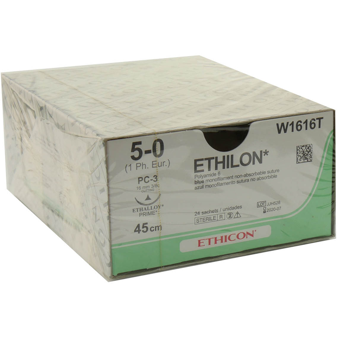 Ethilon Suture Tapercut Needle: 16mm 45cm Blue 5-0 1 x 24