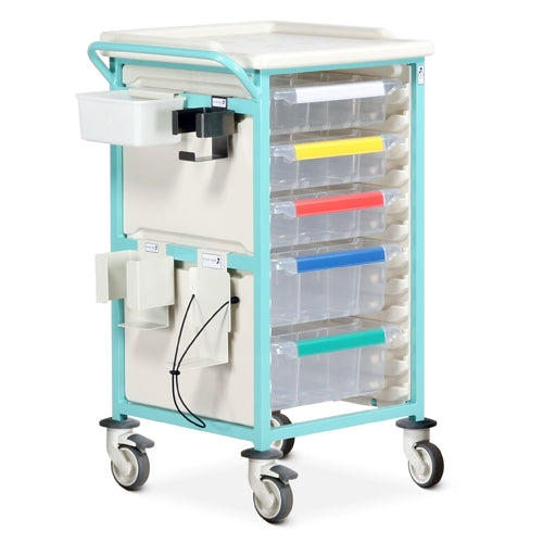 Single Column Mild Steel Phlebotomy Trolley 3 x 100mm, 2 x 150mm Trays - Bristol Maid