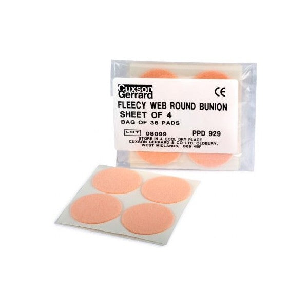 Fleecy Web Cut Pads - Round Bunion x 36 Pads - Cuxson Gerrard