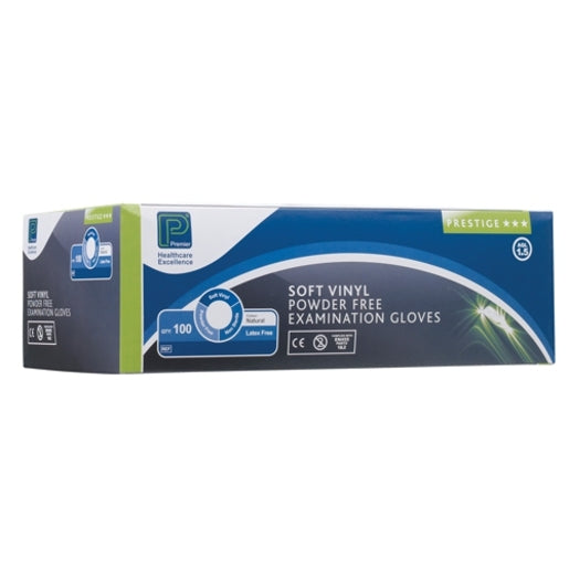 Premier Soft Vinyl Powder Free Examination Gloves - Small - Box of 100 - Premier