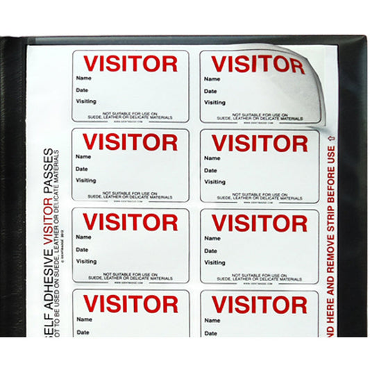 Visitor Pass Book - 250 Inserts - Leather-look Black Plastic Cover - Identibadge