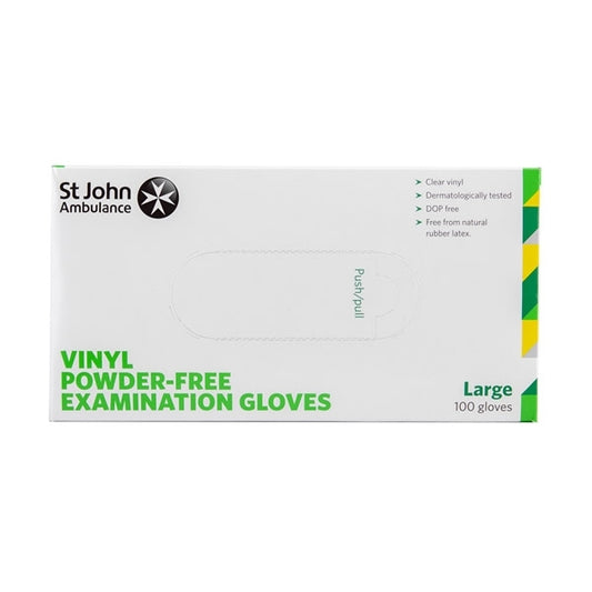 White Powder Free Vinyl Gloves - Box of 100 - Large - St John