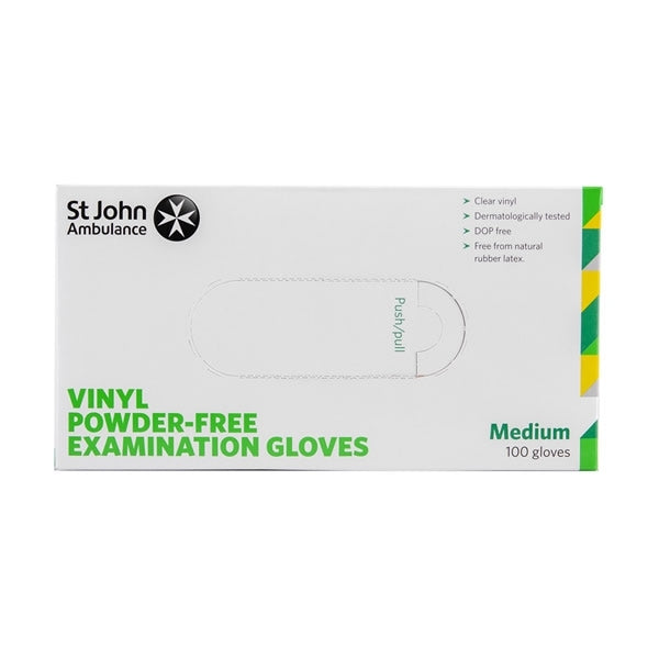 White Powder Free Vinyl Gloves - Box of 100 - Medium - St John