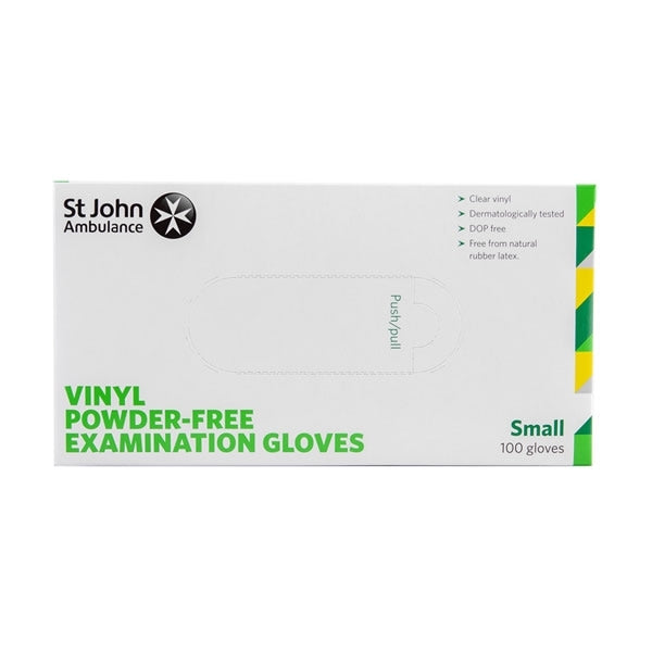 White Powder Free Vinyl Gloves - Box of 100 - Small - St John