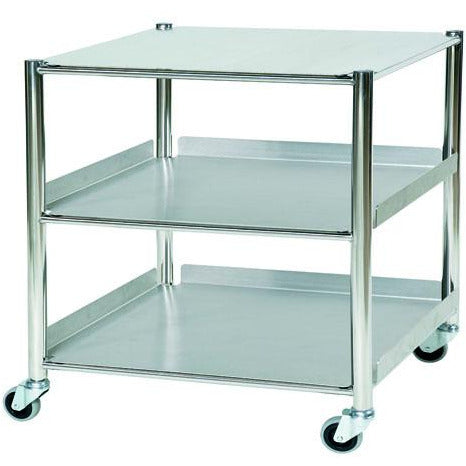 S.Steel Surgical Trolley 86x52x86cm 2 x trays 1 x shelf