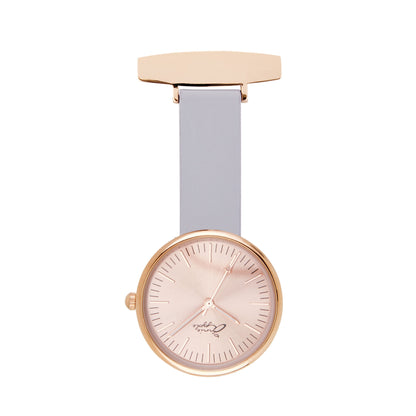 Annie Apple Nurses Fob Watch - Venus - Rose Gold Mesh - Lilac Leather - 35mm - Annie Apple