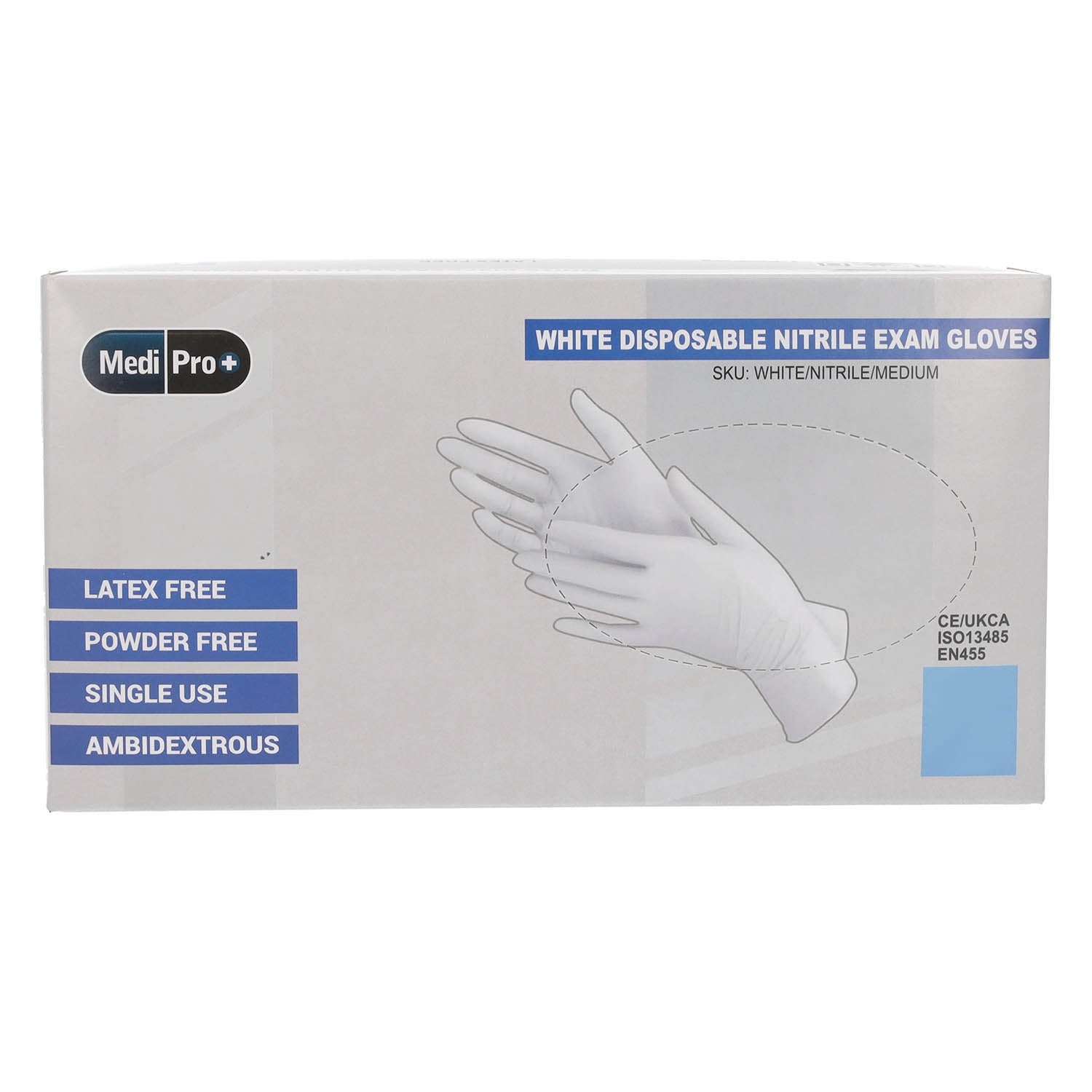 White Nitrile Gloves Medical Grade Cat III PPE Medium x 100 - MediPro