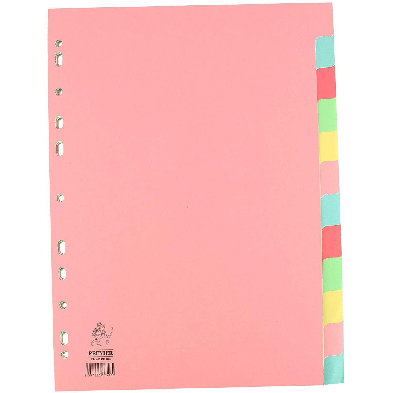 A4 Manilla Divider 12-Part Pink With Multi-Colour Tabs WX01515 - Discontinued