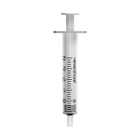 2ml Nevershare Syringe: White (Luer Slip) X 100 - Exchange Supplies