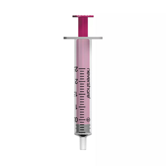 2ml Nevershare Syringe: Pink (Luer Slip) X 100 - Exchange Supplies