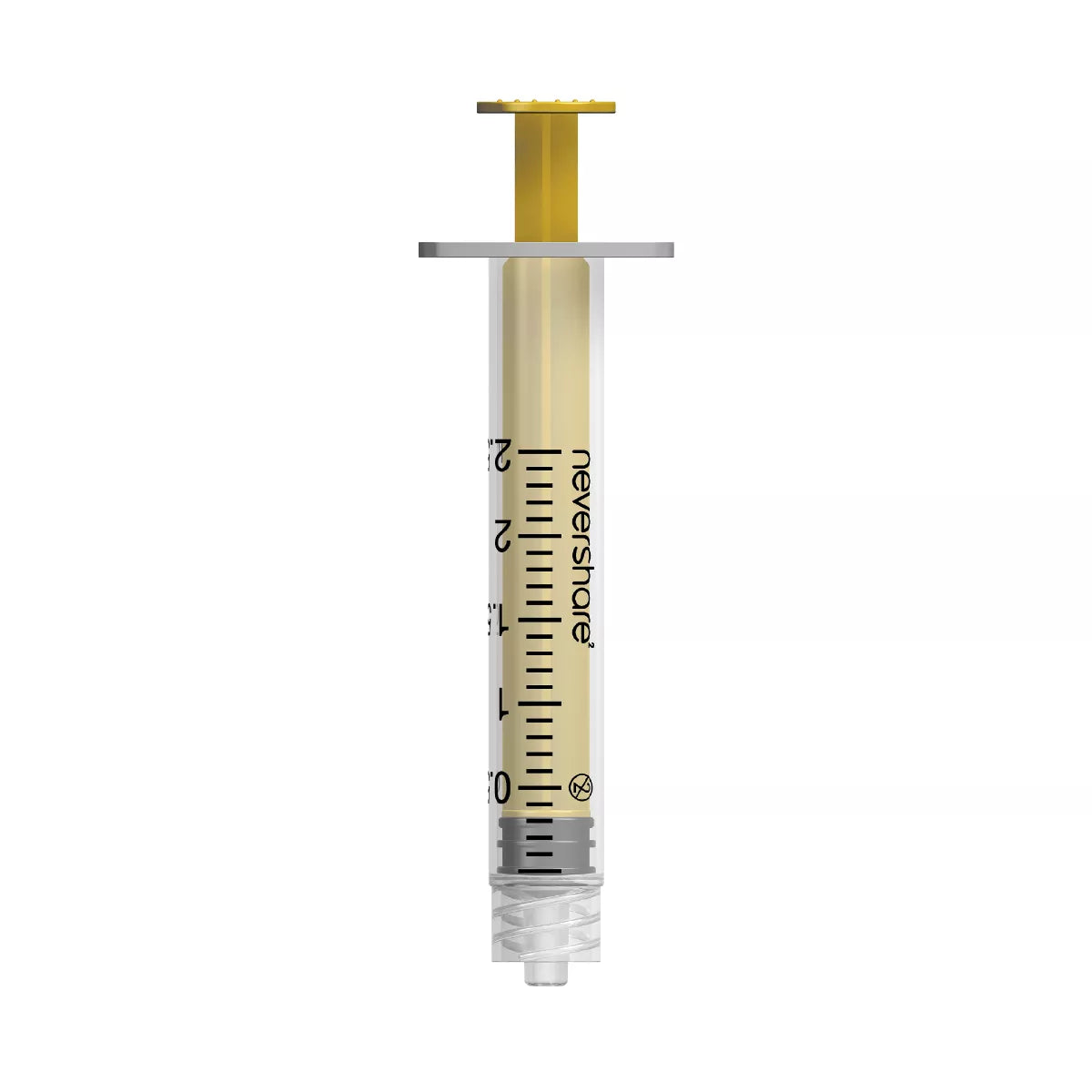 2ml Nevershare Syringe: Yellow (Luer Lock) X 100 - Exchange Supplies